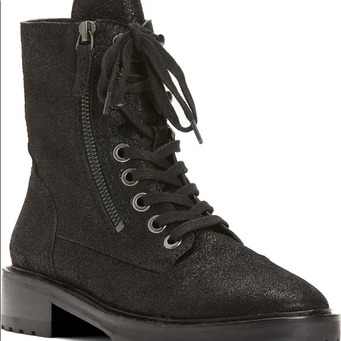 Paige Merline Leather Combat Boots Black Black 8.5